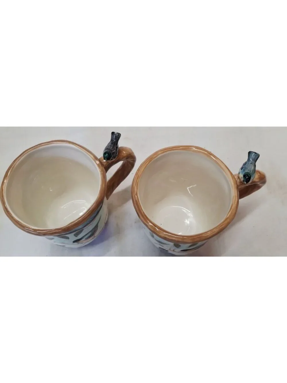 Set Of 2 Cracker Barrel Nature Walk Ceramic Bird Handle Mugs Dishwasher & Microw